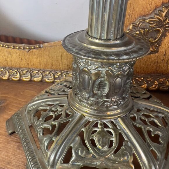 Antique Ornate Brass Candlestick Holders Cherubs Baroque Victorian Mantle 8” - Picture 4 of 14